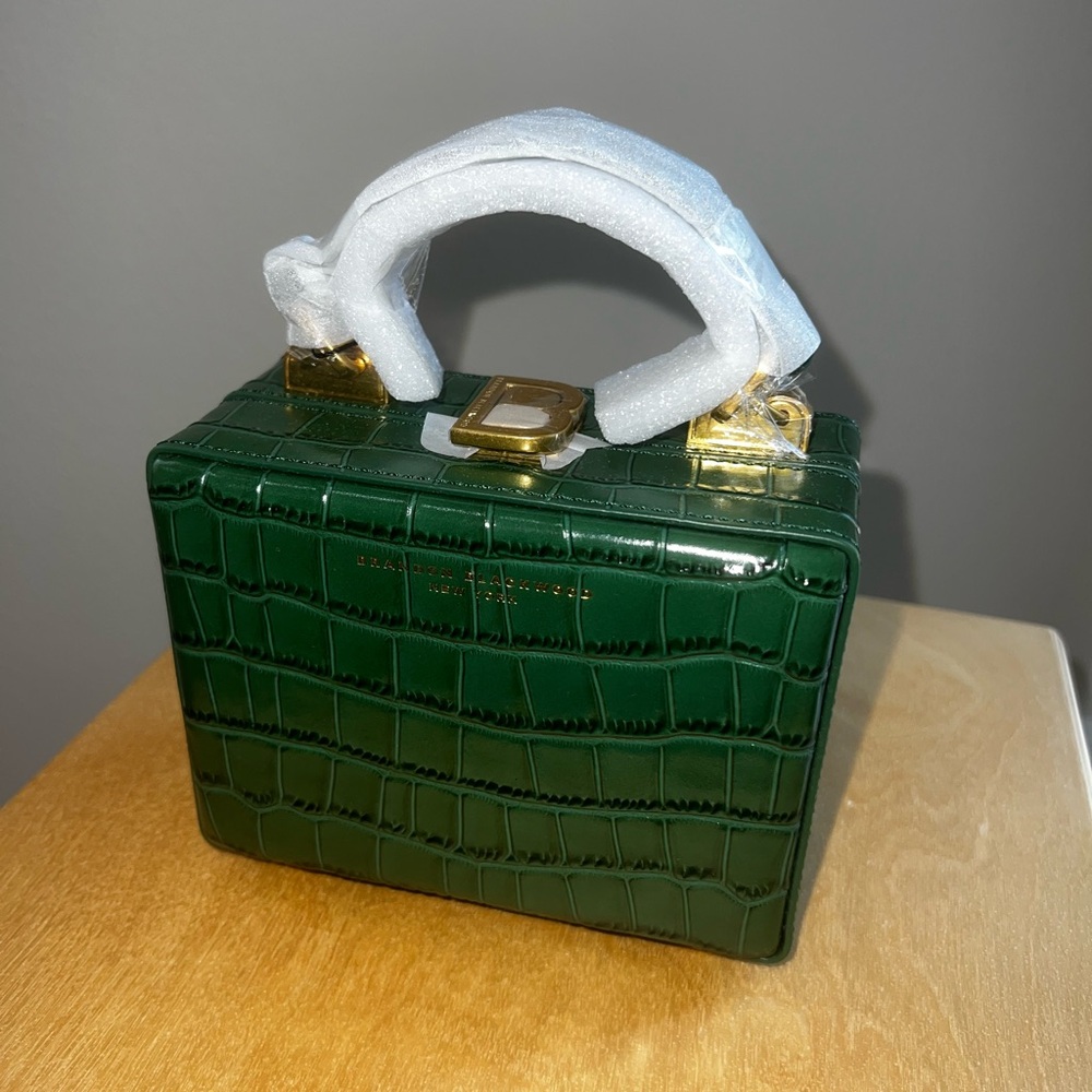 Brandon Blackwood Kendrick Mini Trunk in Forest Green Croc Embossed Leather